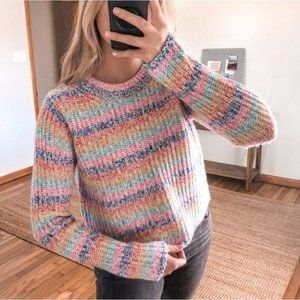 NEW! LA LIGNE NYC Wool Cashmere Cherie Chunky Rainbow Sweater Size Large